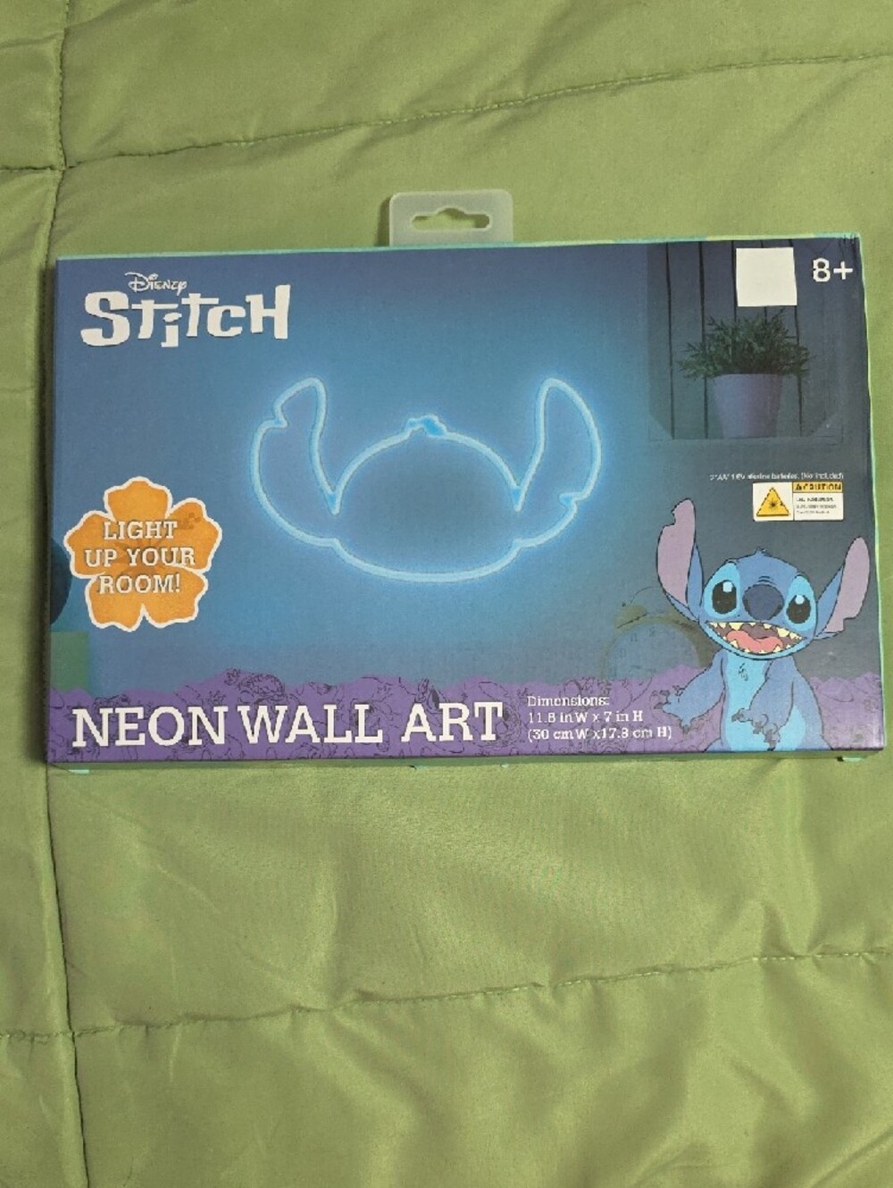 Disney Neon Wall Art Stitch Outline in Light Blue